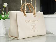 Chanel Natural Canvas and Tan Leather Large Pearl Deauville Tote - 2