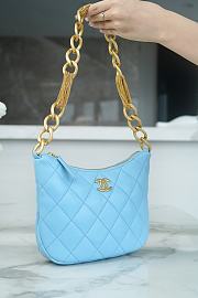 Chanel Hobo Blue Lambskin Bag - 19x24x5cm - 2