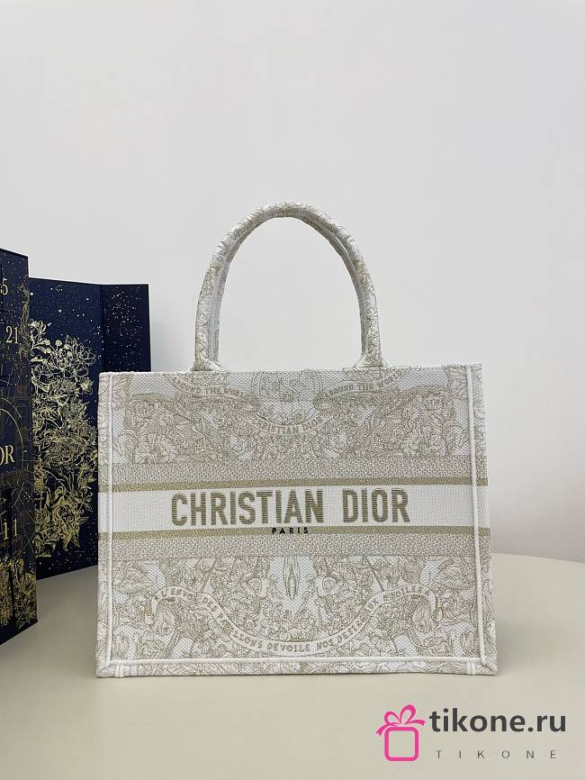 Dior Tote Reverse toile de Jouy embroidery - 36×27.5×16.5cm  - 1