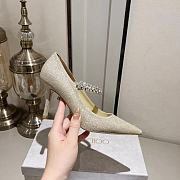 Jimmy Choo Platinum Ice Dusty Glitter Pumps with Crystals - 2