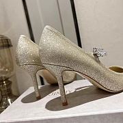 Jimmy Choo Platinum Ice Dusty Glitter Pumps with Crystals - 5