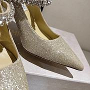 Jimmy Choo Platinum Ice Dusty Glitter Pumps with Crystals - 4