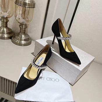 Jimmy Choo Black Velvet Pumps With Crystals