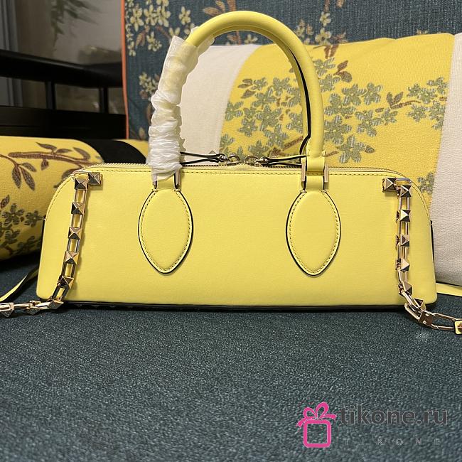 Valentino Garavani Yellow Rockstud East-West Tote Bag - 34x11x8cm - 1