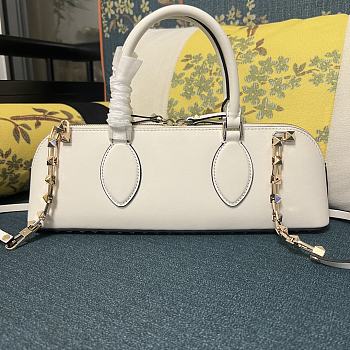 Valentino Garavani White Rockstud East-West Tote Bag - 34x11x8cm