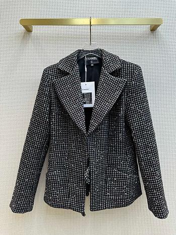 Chanel Wool-blend Coat In Black 