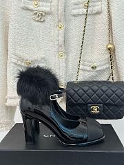 Chanel Platform Black Leather Block Heels - 1