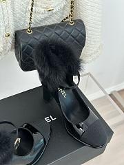 Chanel Platform Black Leather Block Heels - 4