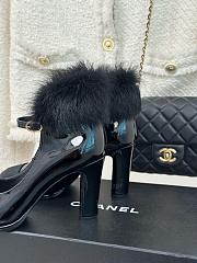 Chanel Platform Black Leather Block Heels - 2