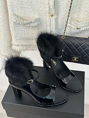 Chanel Platform Black Leather Block Heels - 3