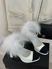 Chanel Platform White Leather Block Heels - 3