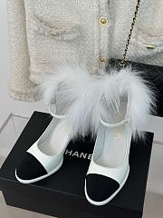 Chanel Platform White Leather Block Heels - 2