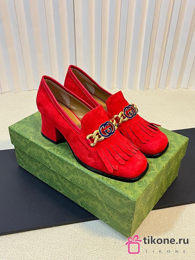 Gucci Loafers In Red Suede - 1