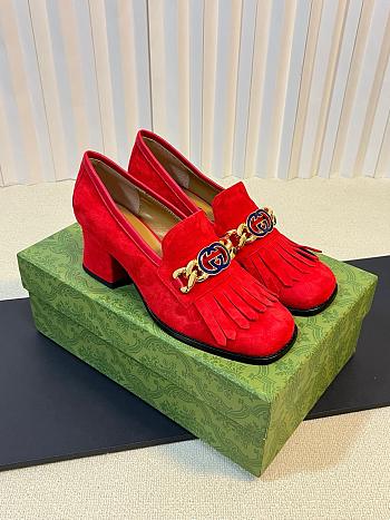 Gucci Loafers In Red Suede