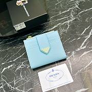 Prada Saffiano Light Blue Card Holder - 10x9x2cm - 1