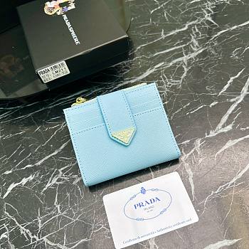 Prada Saffiano Light Blue Card Holder - 10x9x2cm