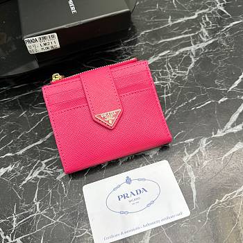 Prada Saffiano Hot Pink Card Holder - 10x9x2cm