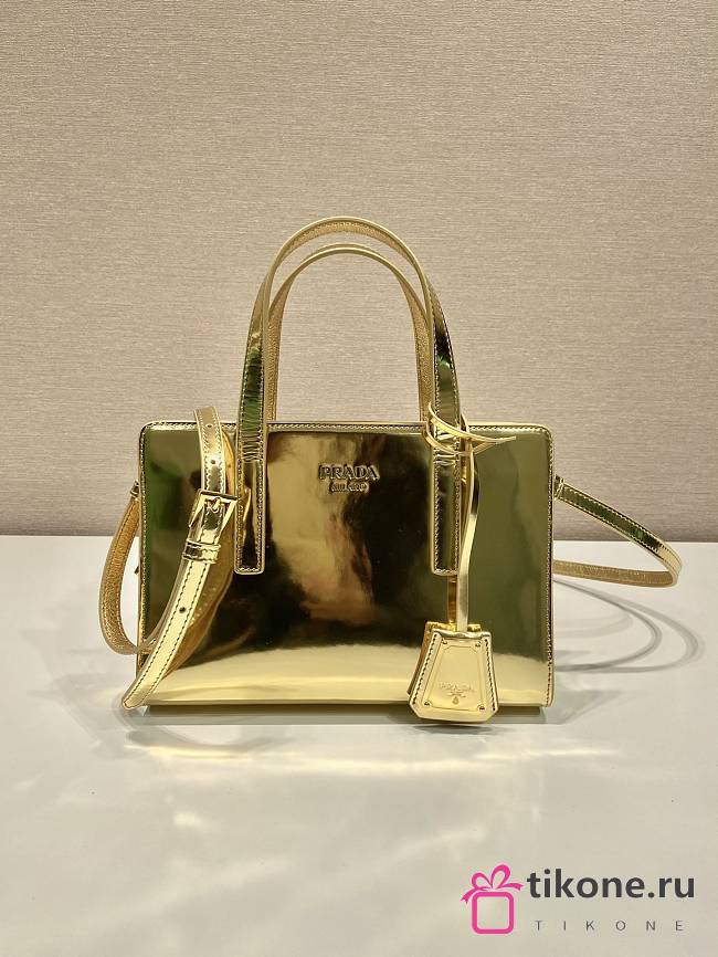 Prada Small Square Metallic Gold Bag - 22x15x6.5cm - 1