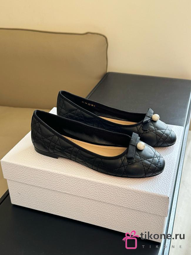 Dior Ballet Flat Black Quilted Cannage Calfskin - 1