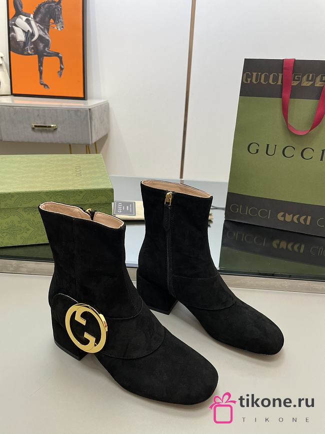 Gucci Black Velvet Blondie Boots - 1