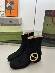 Gucci Black Velvet Blondie Boots - 5