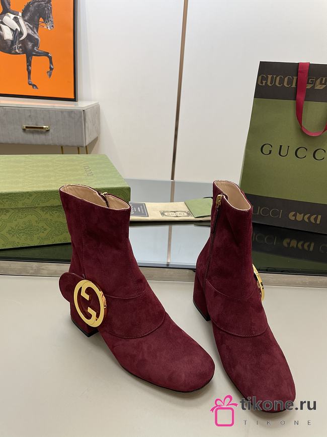 Gucci Red Velvet Blondie Boots - 1