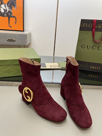 Gucci Red Velvet Blondie Boots