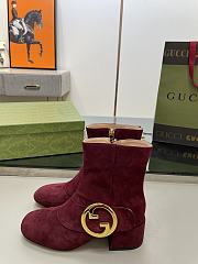 Gucci Red Velvet Blondie Boots - 5