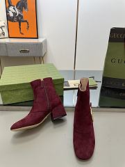 Gucci Red Velvet Blondie Boots - 4