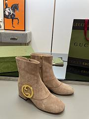 Gucci Beige Velvet Blondie Boots - 1