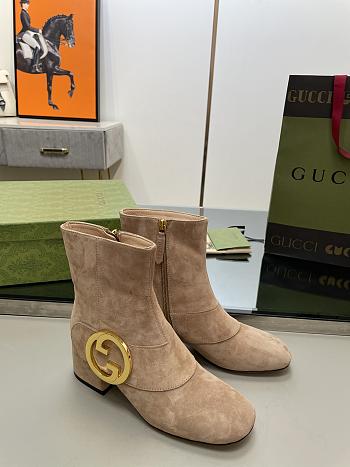 Gucci Beige Velvet Blondie Boots