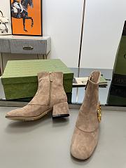 Gucci Beige Velvet Blondie Boots - 5