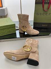 Gucci Beige Velvet Blondie Boots - 2