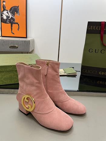Gucci Pink Velvet Blondie Boots