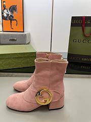 Gucci Pink Velvet Blondie Boots - 5