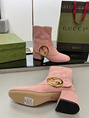 Gucci Pink Velvet Blondie Boots - 3