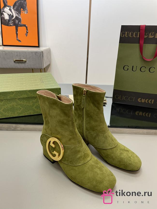 Gucci Green Velvet Blondie Boots - 1