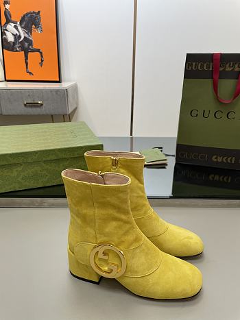 Gucci Yellow Velvet Blondie Boots