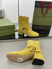 Gucci Yellow Velvet Blondie Boots - 5