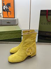 Gucci Yellow Velvet Blondie Boots - 3