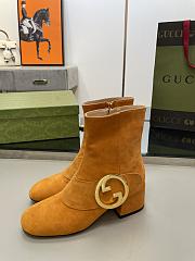 Gucci Orange Velvet Blondie Boots - 5