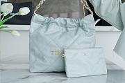 Chanel Metallic Calfskin Blue Tote - 35×37×7cm - 5