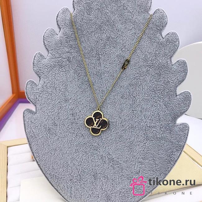 Louis Vuitton Black Clover Gold Tone Necklace - 1