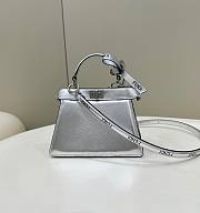 Fendi Small Peekaboo Silver Leather Bag - 20x11x15cm - 1