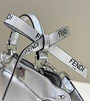 Fendi Small Peekaboo Silver Leather Bag - 20x11x15cm - 4