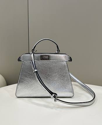Fendi Medium Peekaboo Silver Handbag - 27×11×20cm