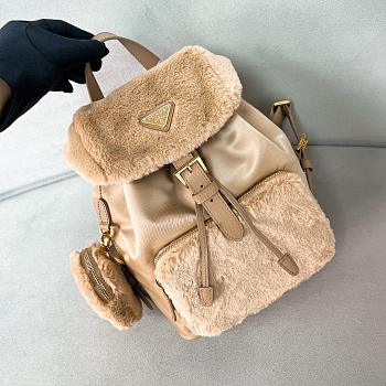 Prada Re-Nylon And Shearling Backpack - 25x20.5x11.5cm