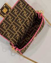 Fendi Mini Baguette Fabric Jacquard Pink Hem Bag - 19x11x5cm - 5