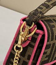 Fendi Mini Baguette Fabric Jacquard Pink Hem Bag - 19x11x5cm - 3