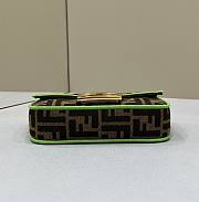 Fendi Mini Baguette Fabric Jacquard Green Hem Bag - 19x11x5cm - 5